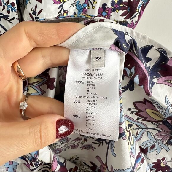 Givenchy Wallpaper Vines Floral Print Cotton Poplin Belted Dress - Picture 5 of 8